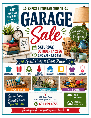 Christ Lutheran Church Annual Fall Garage Sale