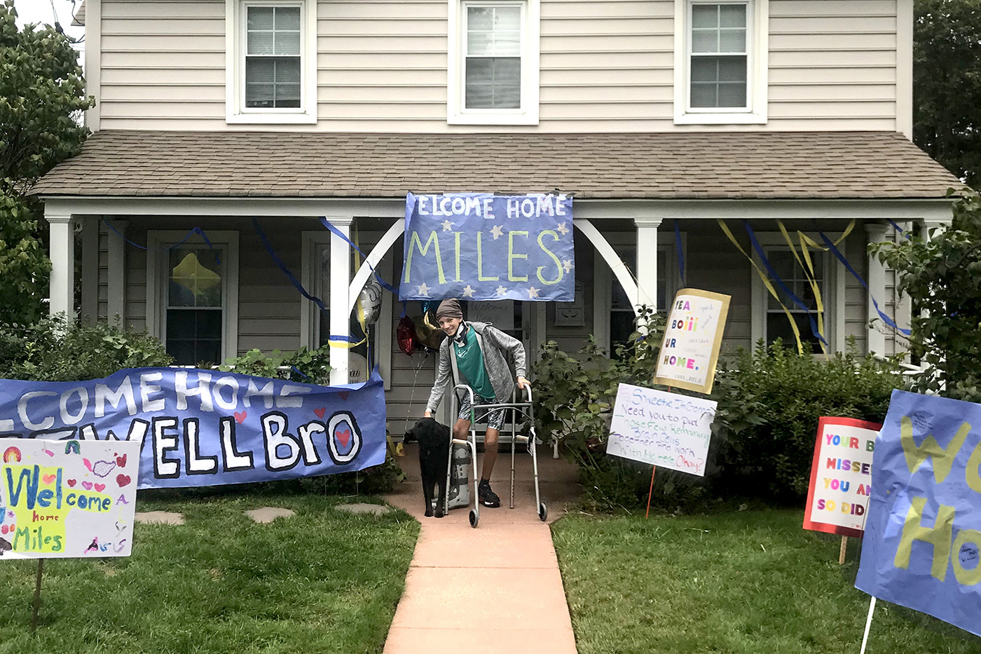 Miles Lerner's Return Home After Weeks In The Hospital.