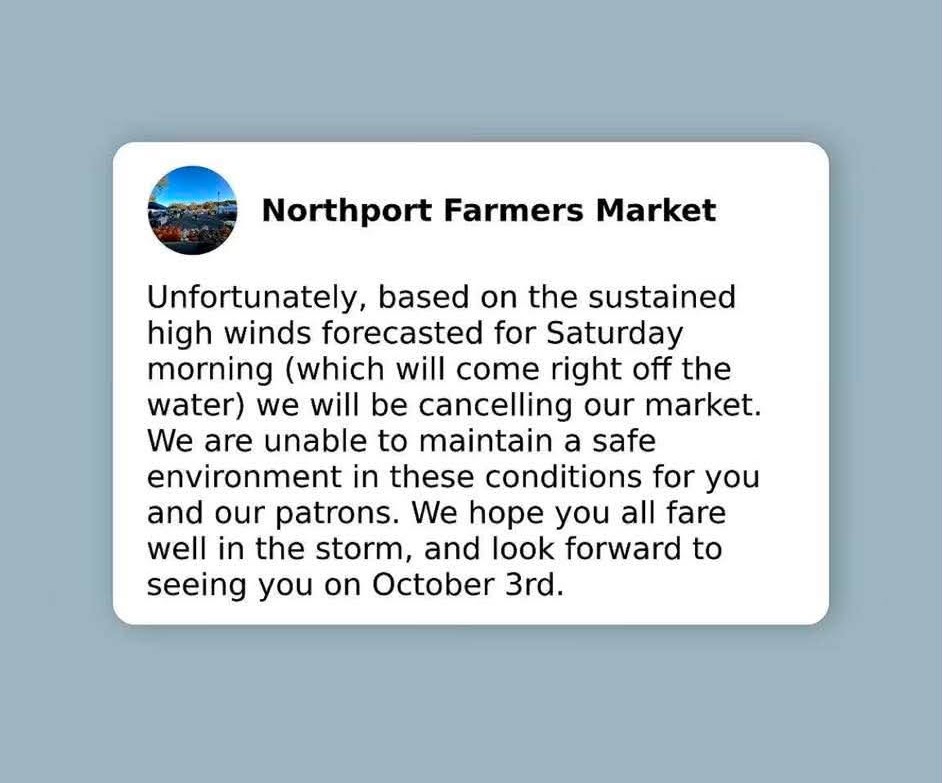 Northport Village Farmers Market Closed