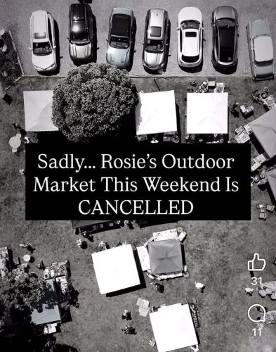Rosie's Vintage Market Cancelled due to weather - September 26th