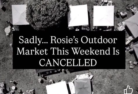 Rosie's Vintage Market Cancelled due to weather - September 26th