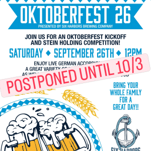 Postponed to 10/3: Oktoberfest 26 at Six Harbors Brewing Company