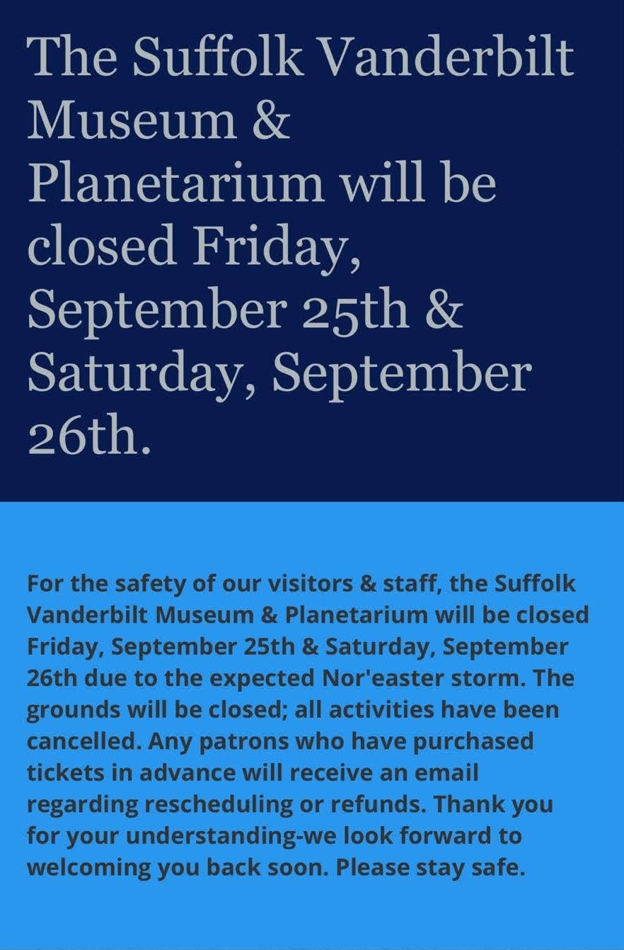 Vanderbilt Museum Closed