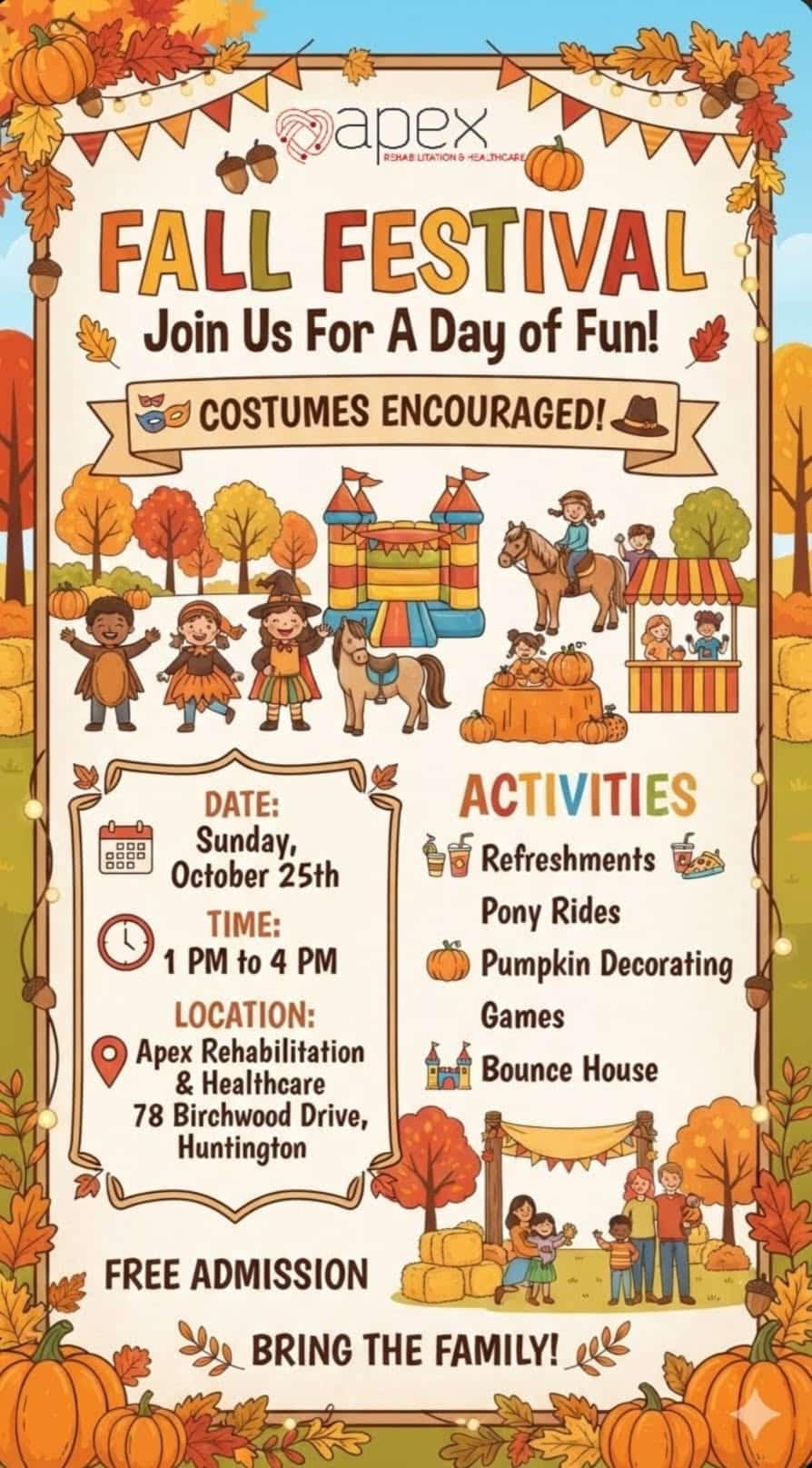 Apex Rehabilitation & Healthcare Fall Festival – Free