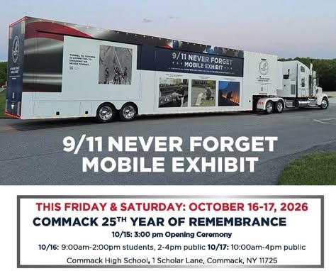 9/11 Never Forget Mobile Exhibit – Commack's 25th Year of Remembrance – Free