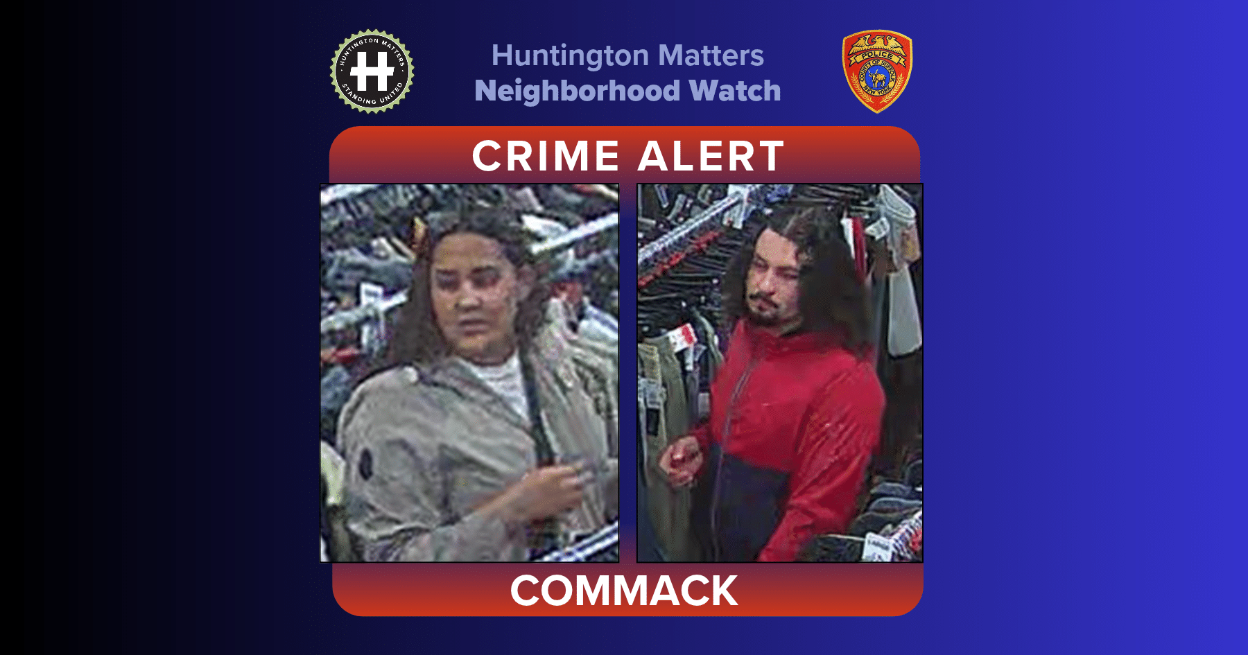 Commack: Police Seek Pair in $818 Marshalls Clothing Theft