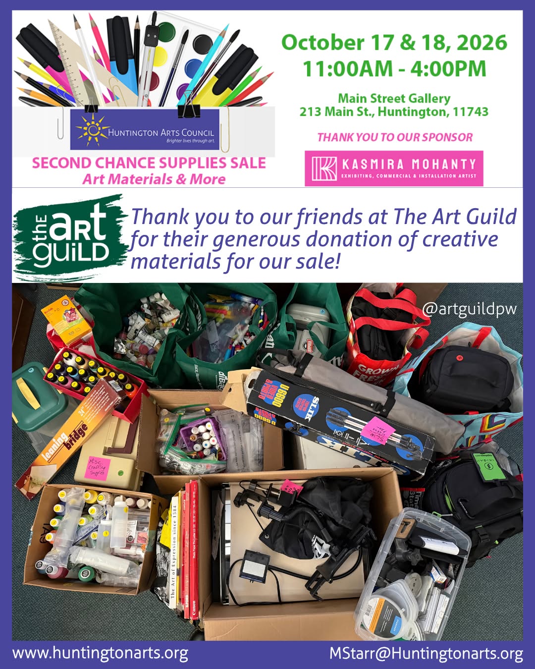 Huntington Arts Council Second Chance Supplies Sale – Art Materials & More