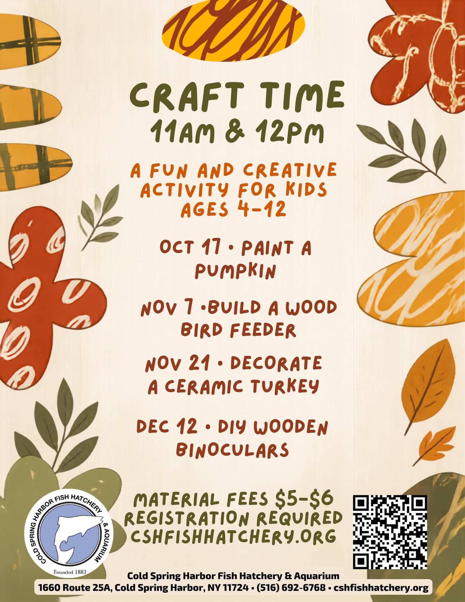 Craft Time at Cold Spring Harbor Fish Hatchery & Aquarium Ages 4-12