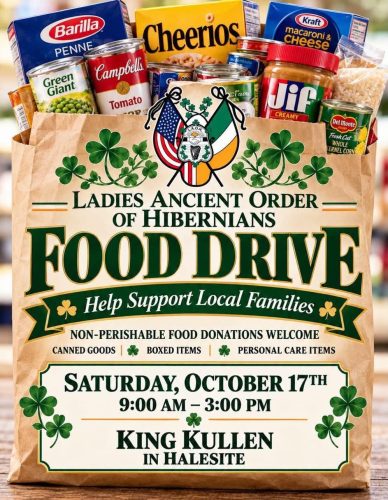 Ladies Ancient Order of Hibernians Food Drive