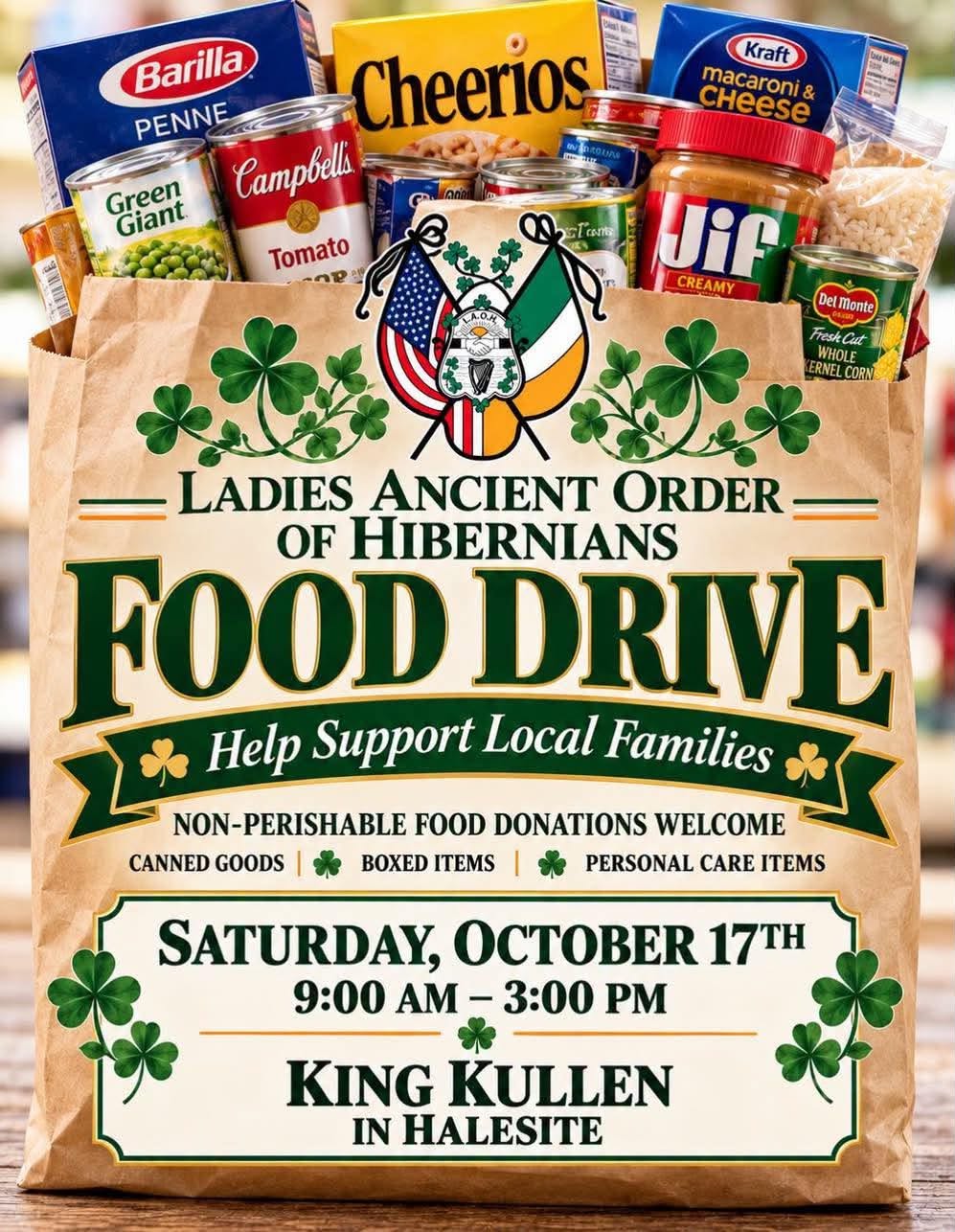 Ladies Ancient Order of Hibernians Food Drive