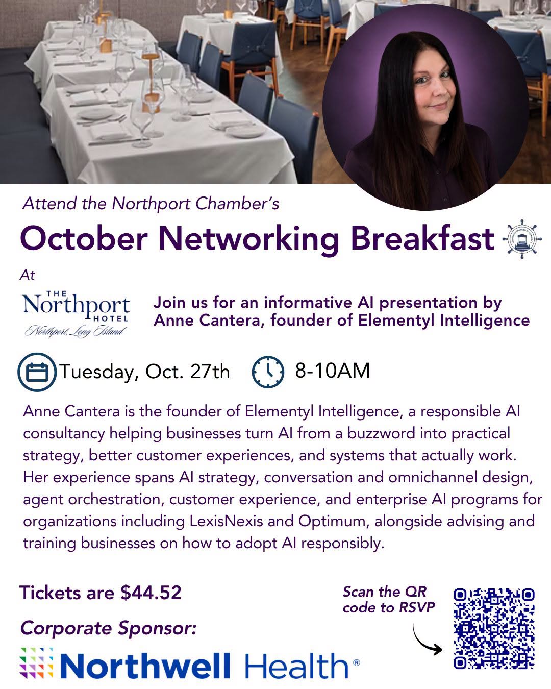 Northport Chamber October Networking Breakfast – AI Presentation with Anne Cantera